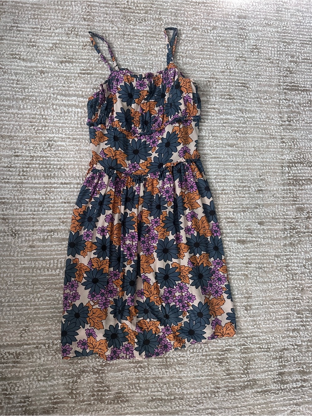 Nordstrom Treasure & Bond Floral Sundress in Navy, Orange & Purple